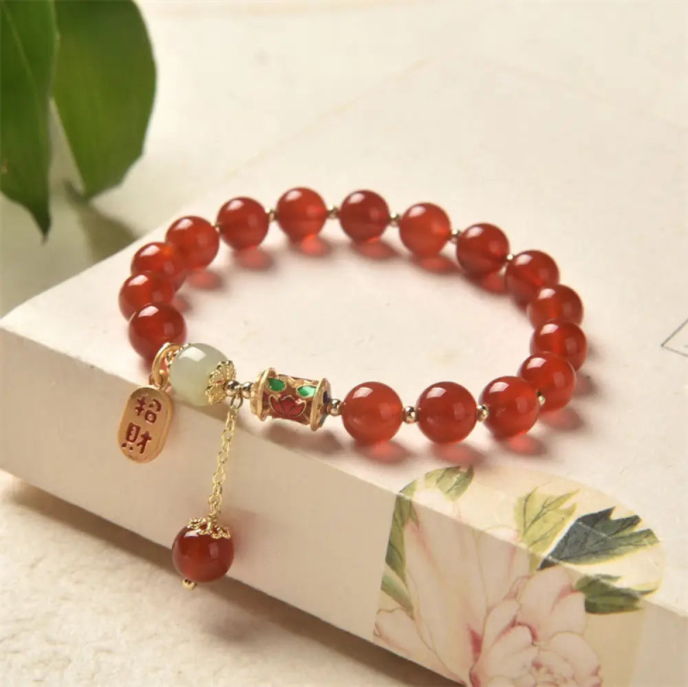 BWOOOH Natural Red Agate Jade Confidence Fortune Blessing Charm Bracelet - BWOOOH - Red Agate(Confidence♥Calm)