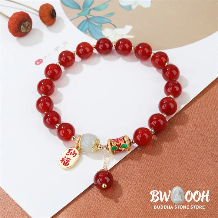 Buddha Stones Natural Red Agate Jade Confidence Fortune Blessing Charm Bracelet - BWOOOH - Red Agate(Confidence♥Calm)