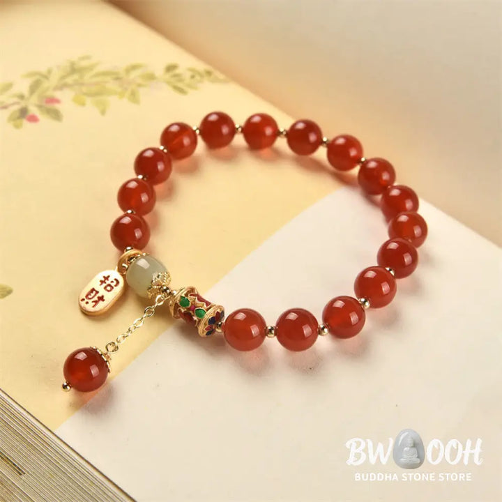 Buddha Stones Natural Red Agate Jade Confidence Fortune Blessing Charm Bracelet - BWOOOH - Red Agate(Confidence♥Calm)