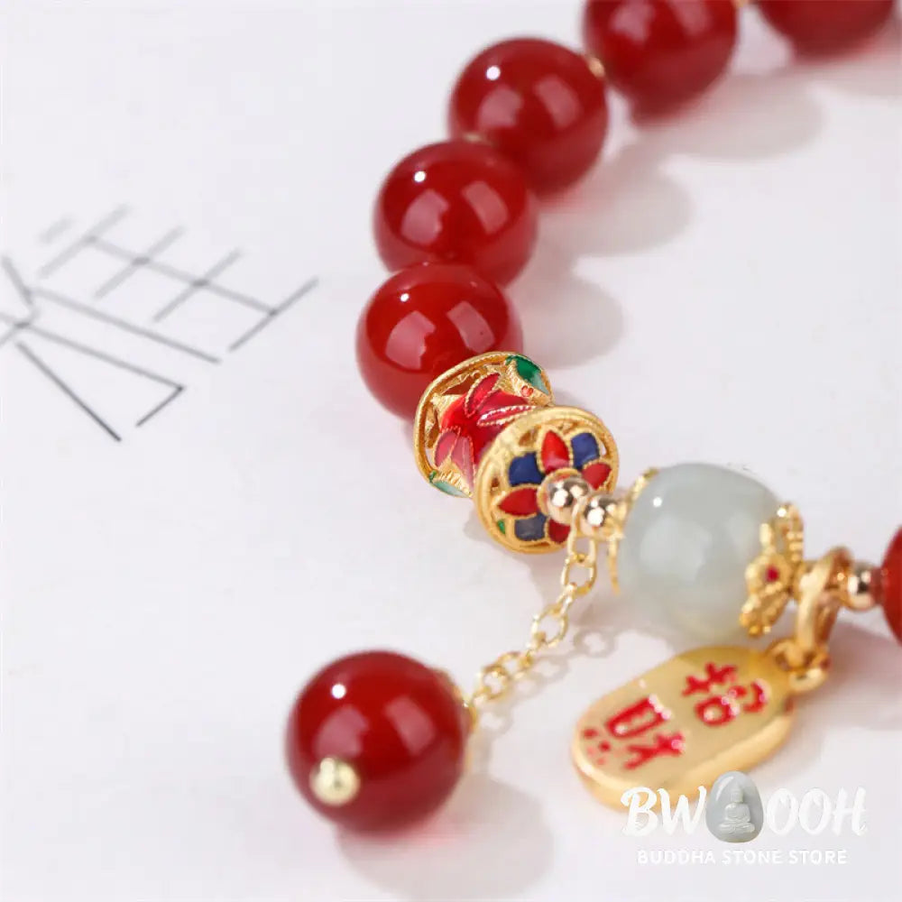 Buddha Stones Natural Red Agate Jade Confidence Fortune Blessing Charm Bracelet - BWOOOH - Red Agate(Confidence♥Calm)