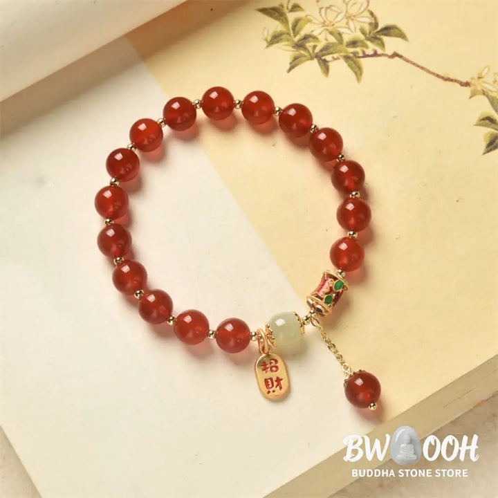 Buddha Stones Natural Red Agate Jade Confidence Fortune Blessing Charm Bracelet - BWOOOH - Red Agate(Confidence♥Calm)
