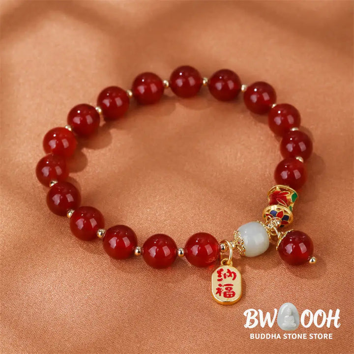 Buddha Stones Natural Red Agate Jade Confidence Fortune Blessing Charm Bracelet - BWOOOH - Red Agate(Confidence♥Calm)