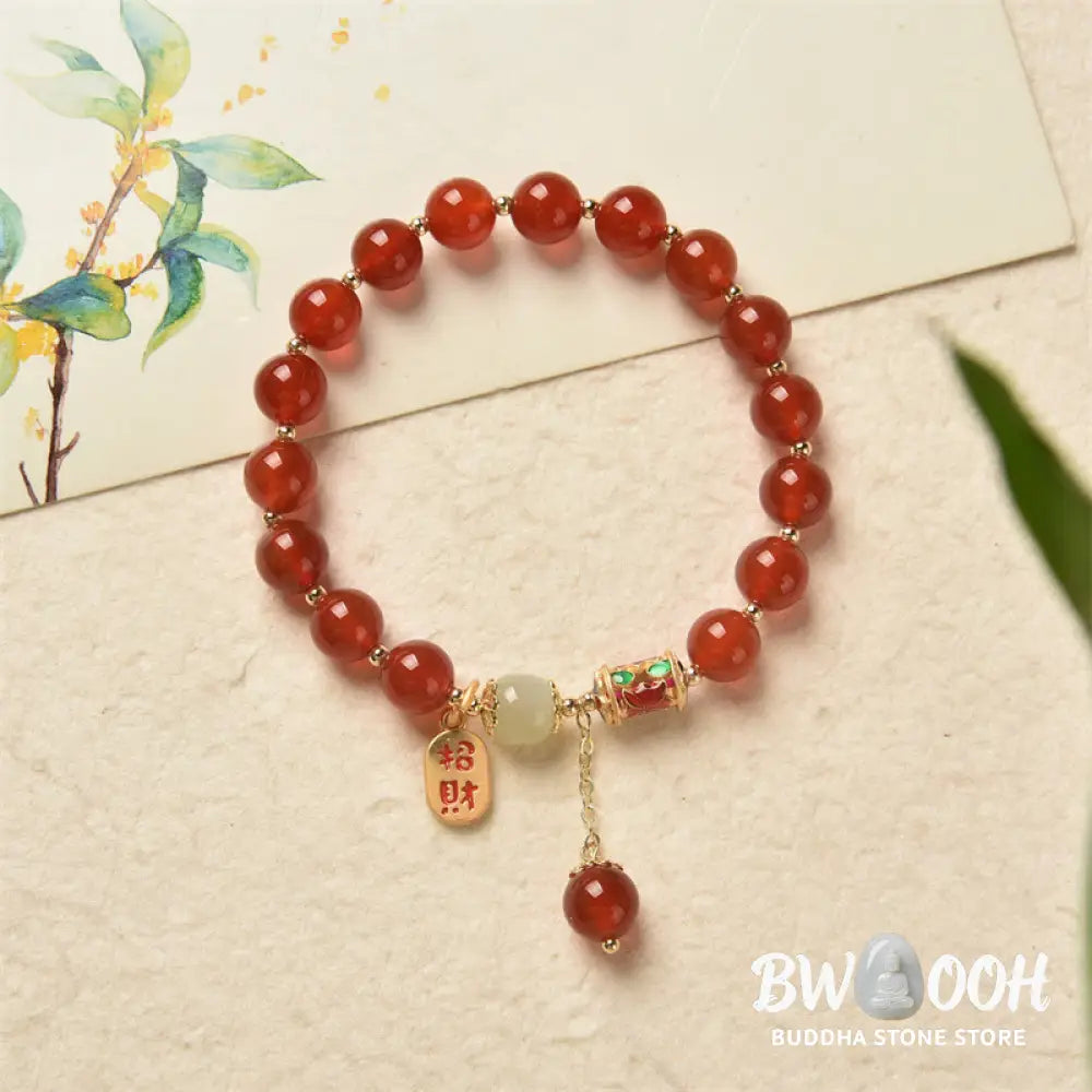 Buddha Stones Natural Red Agate Jade Confidence Fortune Blessing Charm Bracelet - BWOOOH - Red Agate(Confidence♥Calm)