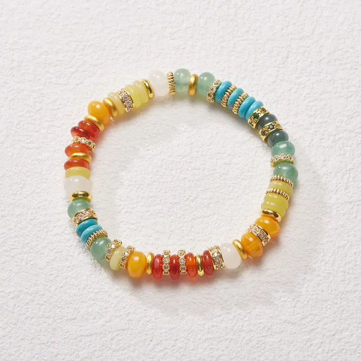 BWOOOH Natural Red Agate Jade Rainbow Confidence Bracelet - BWOOOH - Rainbow Jade Bracelet (Wrist Circumference