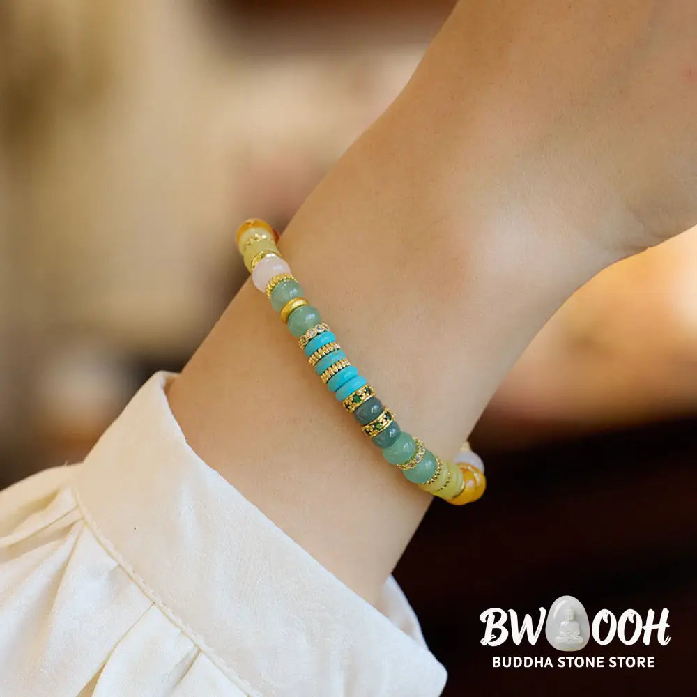 Buddha Stones Natural Red Agate Jade Rainbow Confidence Bracelet - BWOOOH - Rainbow Jade Bracelet (Wrist Circumference
