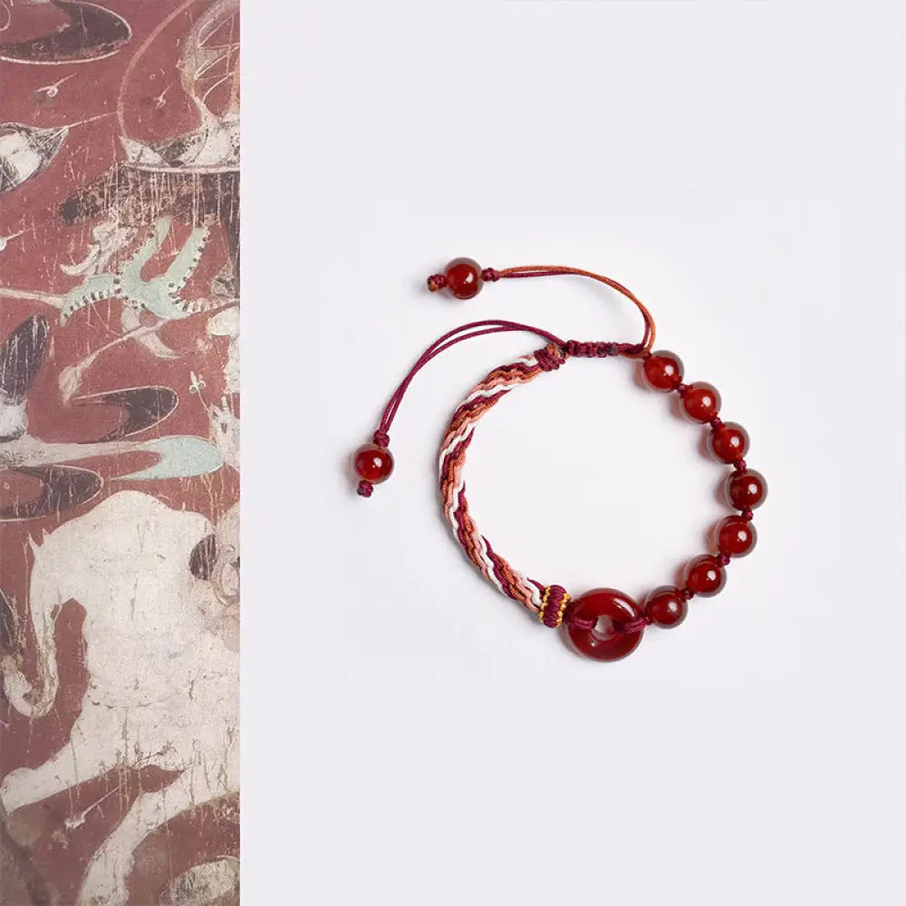 BWOOOH Natural Red Agate Peace Buckle Logical Thinking Re