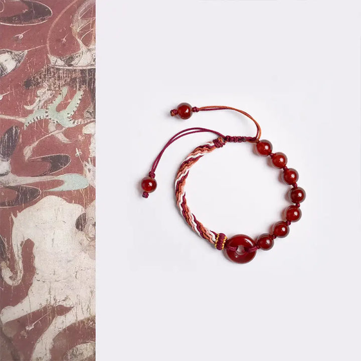 BWOOOH Natural Red Agate Peace Buckle Logical Thinking Re