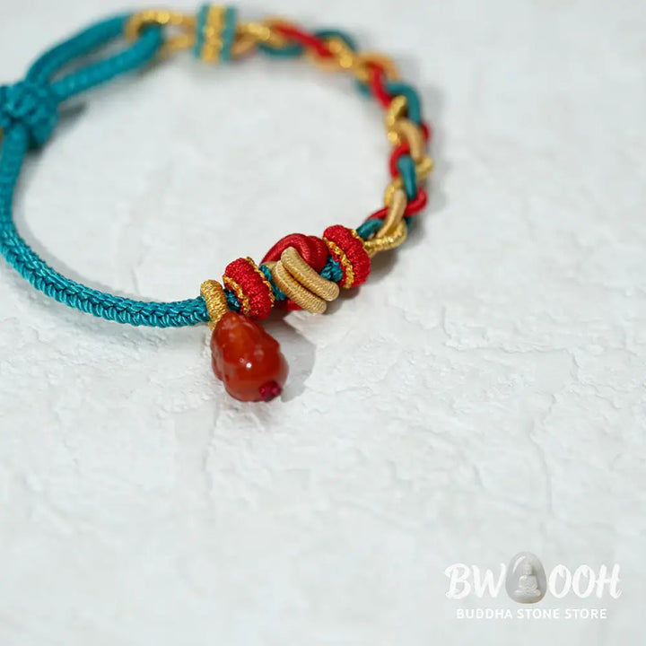 Buddha Stones Natural Red Agate Pixiu Confidence Four-strand Braid Rope Bracelet - Red Agate PiXiu (Wrist