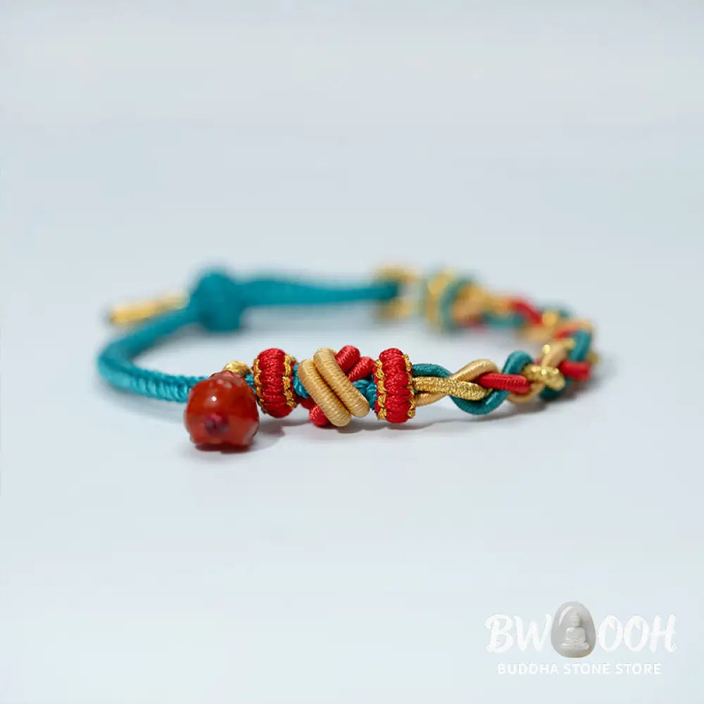 Buddha Stones Natural Red Agate Pixiu Confidence Four-strand Braid Rope Bracelet - Red Agate PiXiu (Wrist