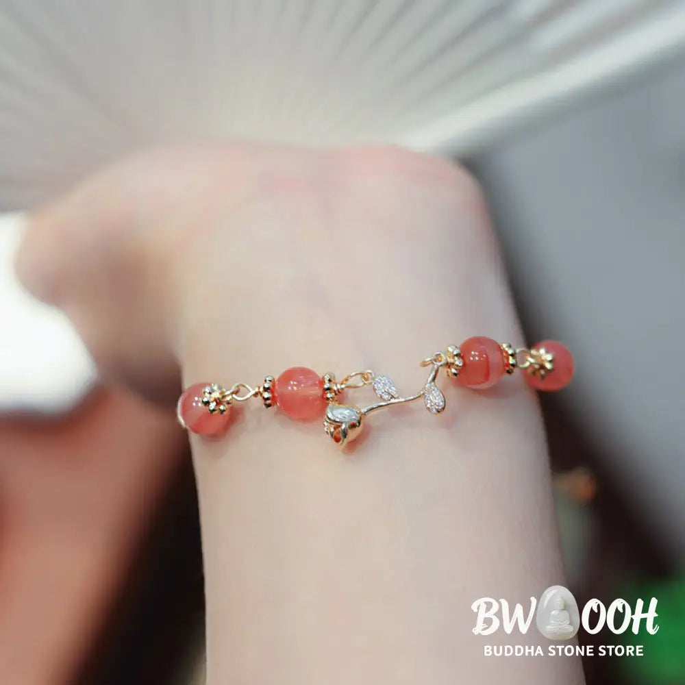 Buddha Stones Natural Red Agate Rose Confidence Calm Chain Bracelet - BWOOOH - Bracelet