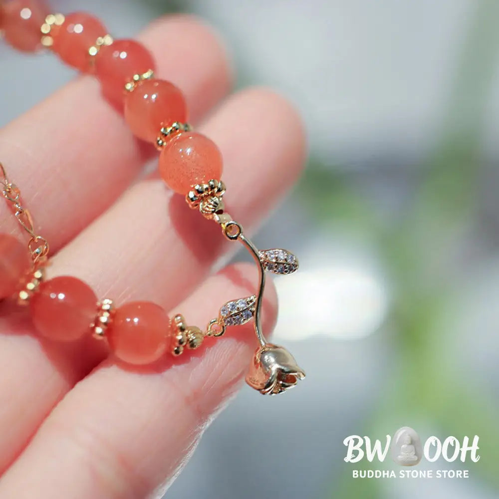 Buddha Stones Natural Red Agate Rose Confidence Calm Chain Bracelet - BWOOOH - Bracelet
