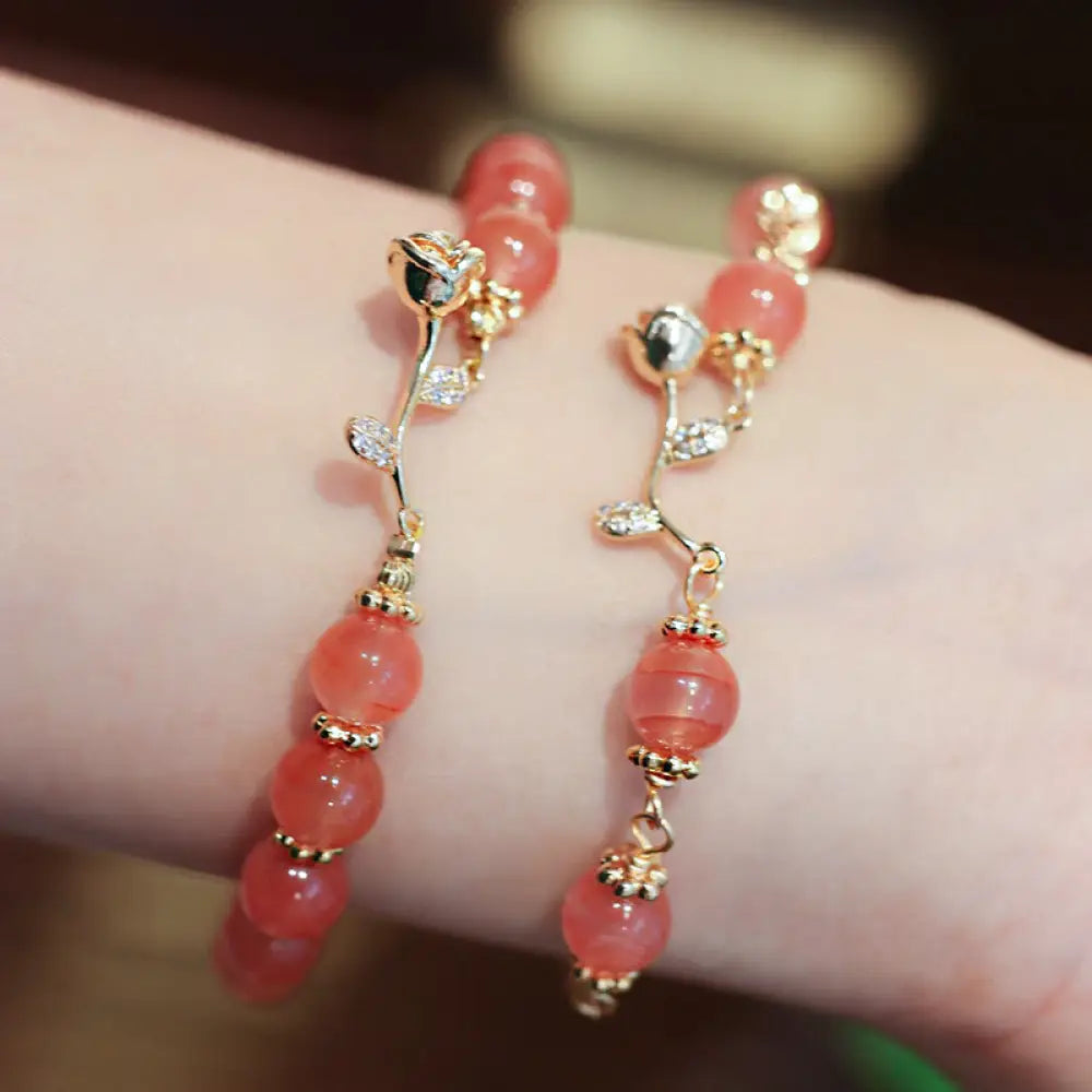 BWOOOH Natural Red Agate Rose Confidence Calm Chain Bracelet - BWOOOH - Bracelet