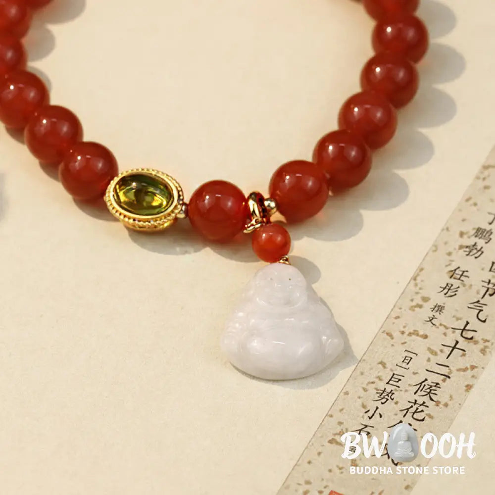 Buddha Stones Natural Red Agate Buddha Success Bracelet - BWOOOH - Red Agate - Bracelet