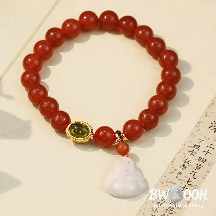 Buddha Stones Natural Red Agate Buddha Success Bracelet - BWOOOH - Red Agate - Bracelet