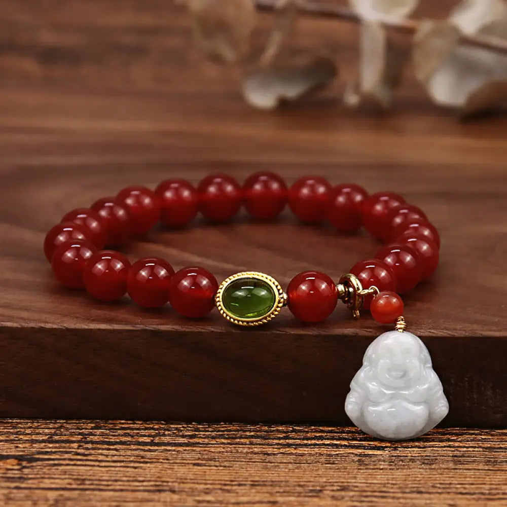 BWOOOH Natural Red Agate Buddha Success Bracelet - BWOOOH - Red Agate - Bracelet