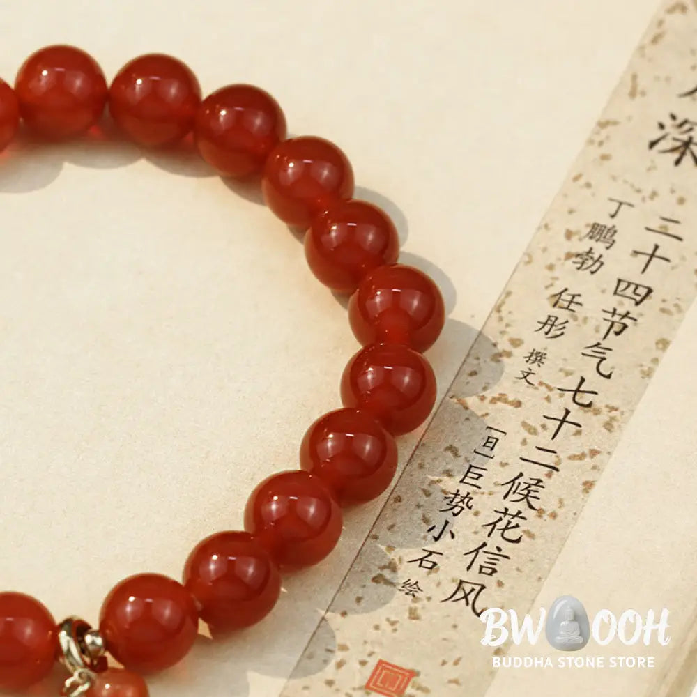 Buddha Stones Natural Red Agate Buddha Success Bracelet - BWOOOH - Red Agate - Bracelet