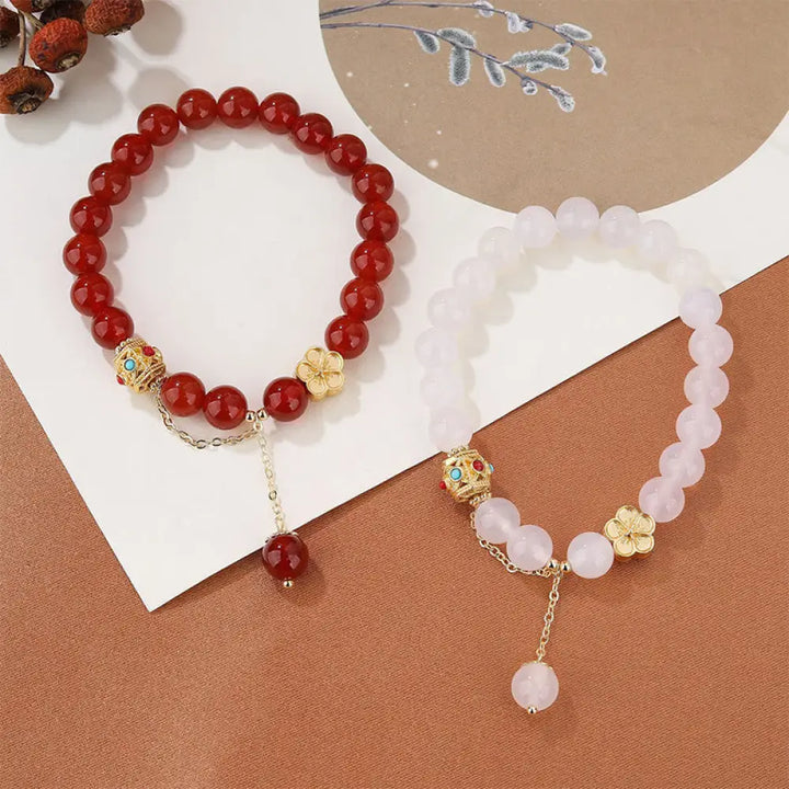 BWOOOH Natural Red Agate White Agate Peach Blossom Self-acceptance Bracelet - BWOOOH - Bracelet