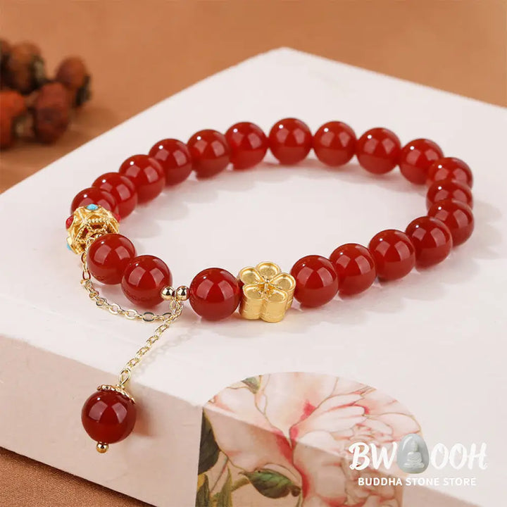 Buddha Stones Natural Red Agate White Agate Peach Blossom Self-acceptance Bracelet - BWOOOH - Bracelet
