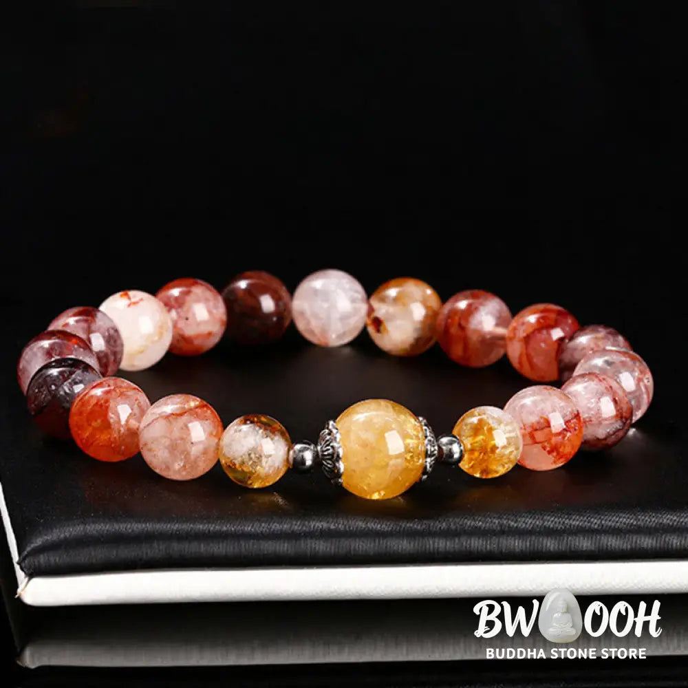 Buddha Stones Natural Red Hematoid Quartz Beads Balance Bracelet - BWOOOH - Red Hematoid Quartz(Wrist Circumference: