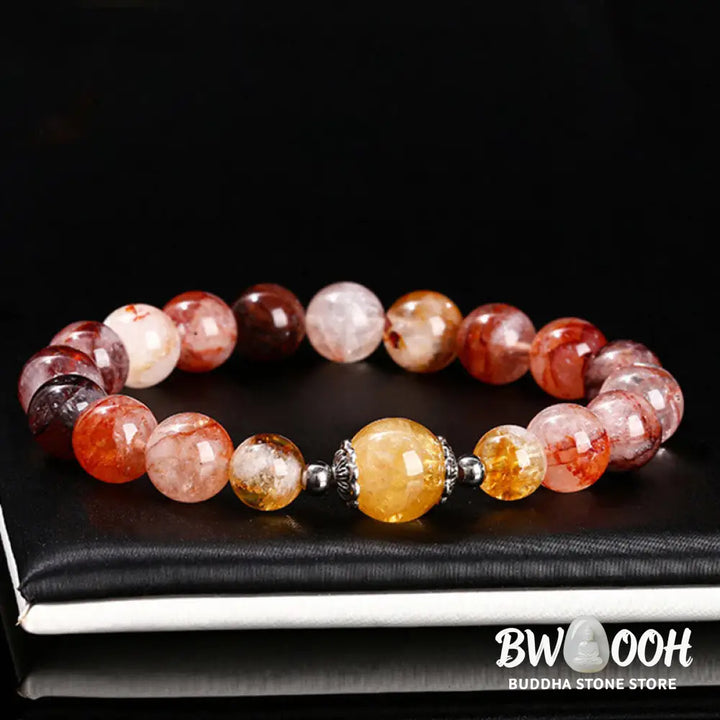 Buddha Stones Natural Red Hematoid Quartz Beads Balance Bracelet - BWOOOH - Red Hematoid Quartz(Wrist Circumference: