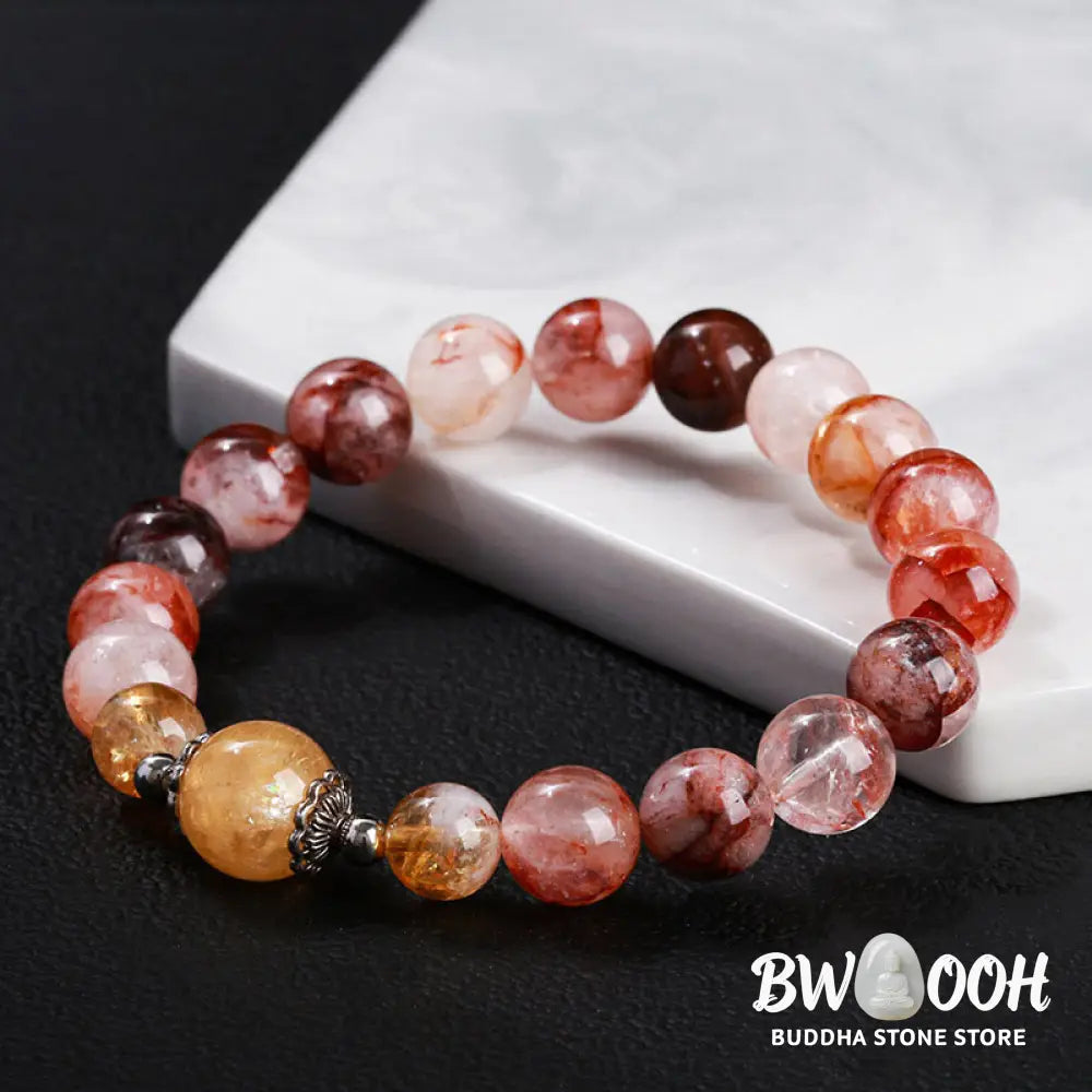 Buddha Stones Natural Red Hematoid Quartz Beads Balance Bracelet - BWOOOH - Red Hematoid Quartz(Wrist Circumference: