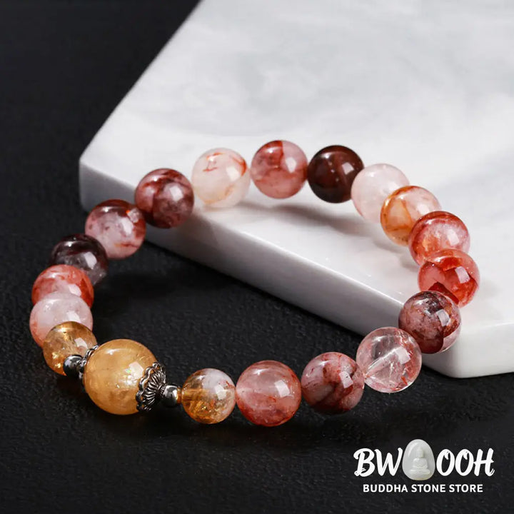 Buddha Stones Natural Red Hematoid Quartz Beads Balance Bracelet - BWOOOH - Red Hematoid Quartz(Wrist Circumference:
