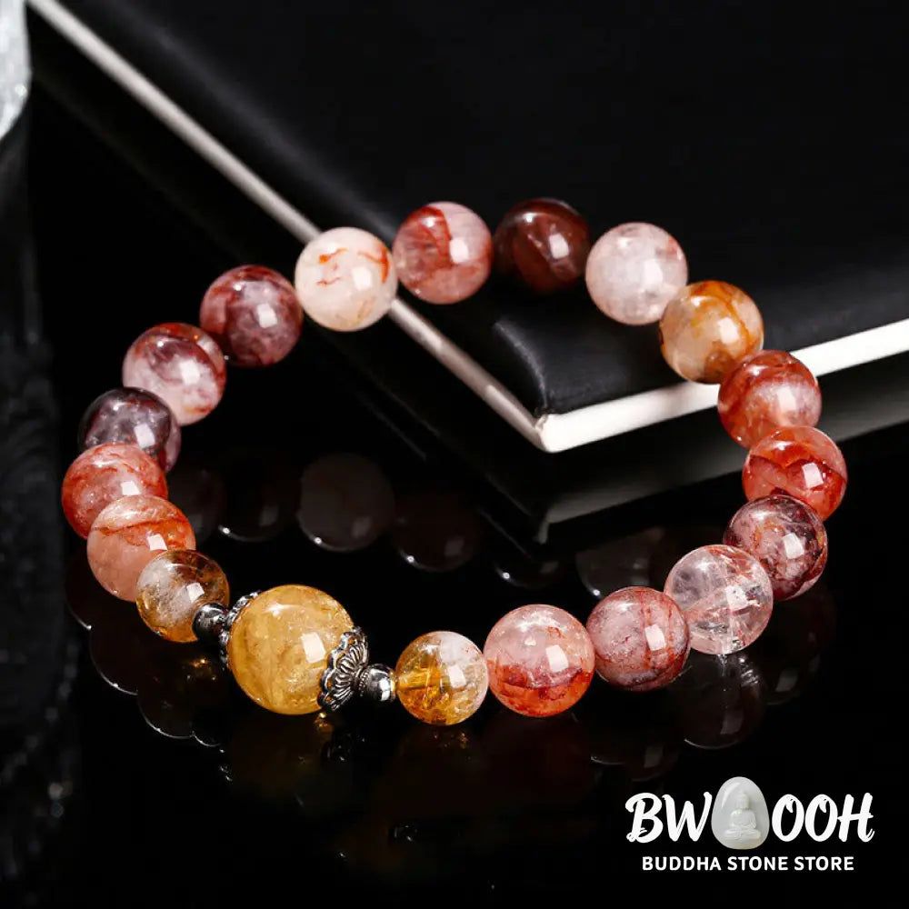 Buddha Stones Natural Red Hematoid Quartz Beads Balance Bracelet - BWOOOH - Red Hematoid Quartz(Wrist Circumference: