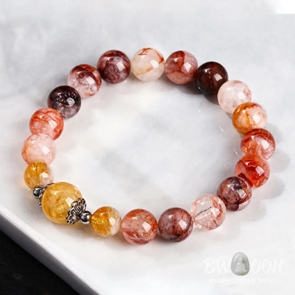 Buddha Stones Natural Red Hematoid Quartz Beads Balance Bracelet - BWOOOH - Red Hematoid Quartz(Wrist Circumference:
