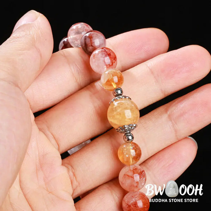 Buddha Stones Natural Red Hematoid Quartz Beads Balance Bracelet - BWOOOH - Red Hematoid Quartz(Wrist Circumference: