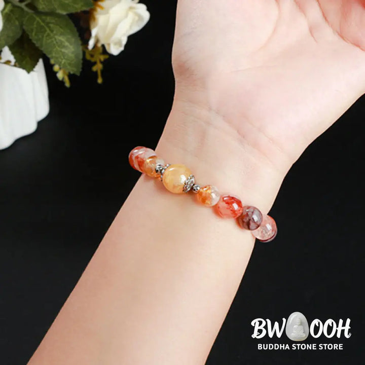 Buddha Stones Natural Red Hematoid Quartz Beads Balance Bracelet - BWOOOH - Red Hematoid Quartz(Wrist Circumference: