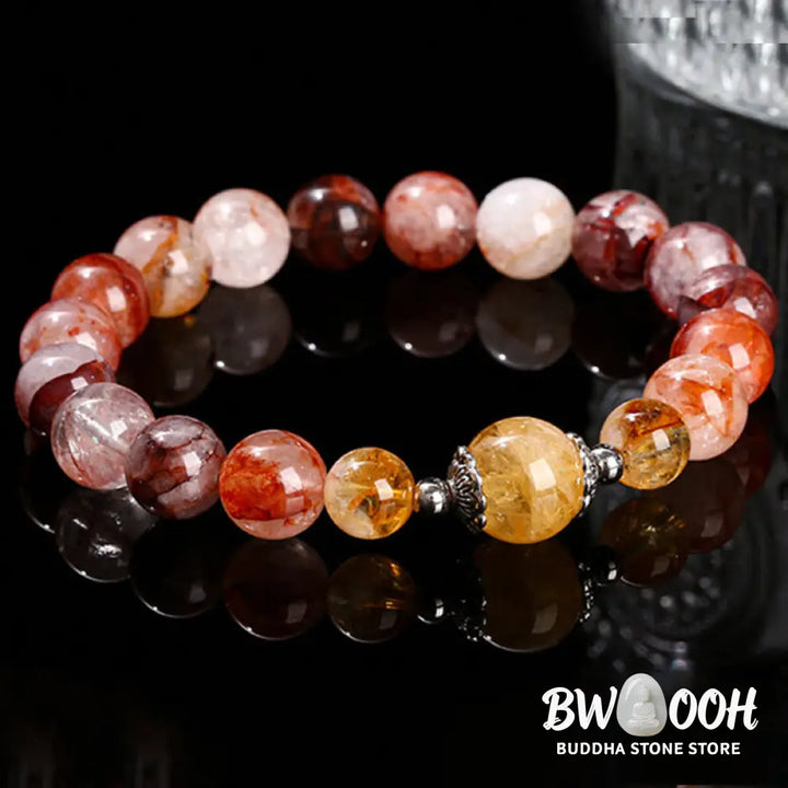 Buddha Stones Natural Red Hematoid Quartz Beads Balance Bracelet - BWOOOH - Red Hematoid Quartz(Wrist Circumference: