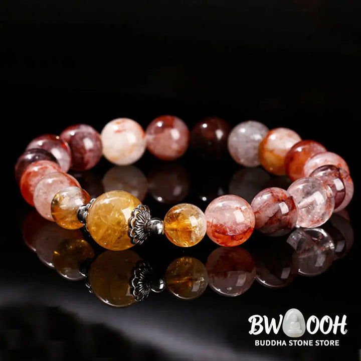 Buddha Stones Natural Red Hematoid Quartz Beads Balance Bracelet - BWOOOH - Red Hematoid Quartz(Wrist Circumference:
