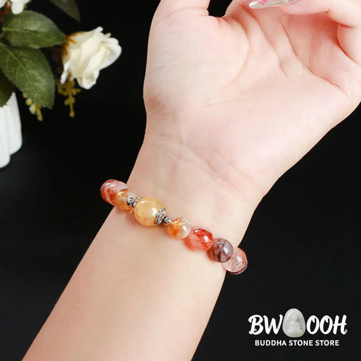 Buddha Stones Natural Red Hematoid Quartz Beads Balance Bracelet - BWOOOH - Red Hematoid Quartz(Wrist Circumference: