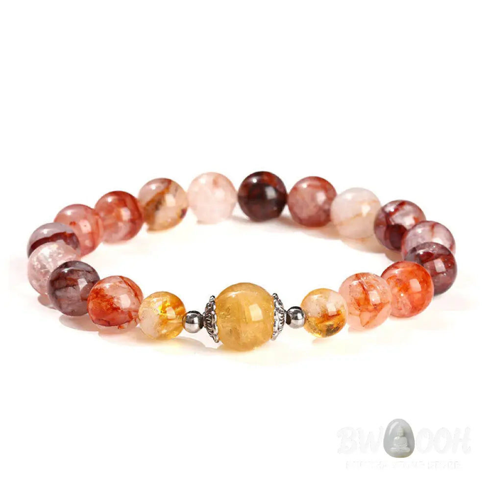Buddha Stones Natural Red Hematoid Quartz Beads Balance Bracelet - BWOOOH - Red Hematoid Quartz(Wrist Circumference: