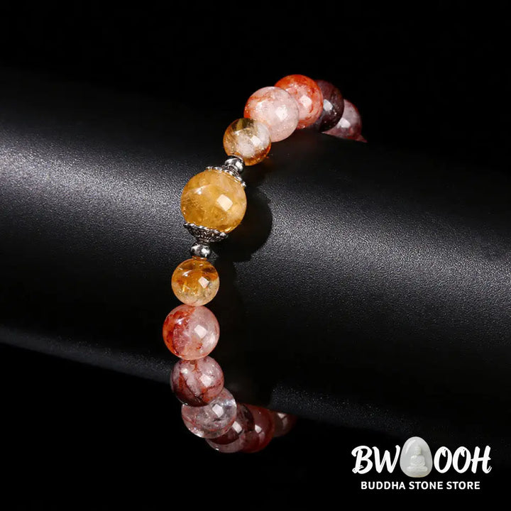 Buddha Stones Natural Red Hematoid Quartz Beads Balance Bracelet - BWOOOH - Red Hematoid Quartz(Wrist Circumference: