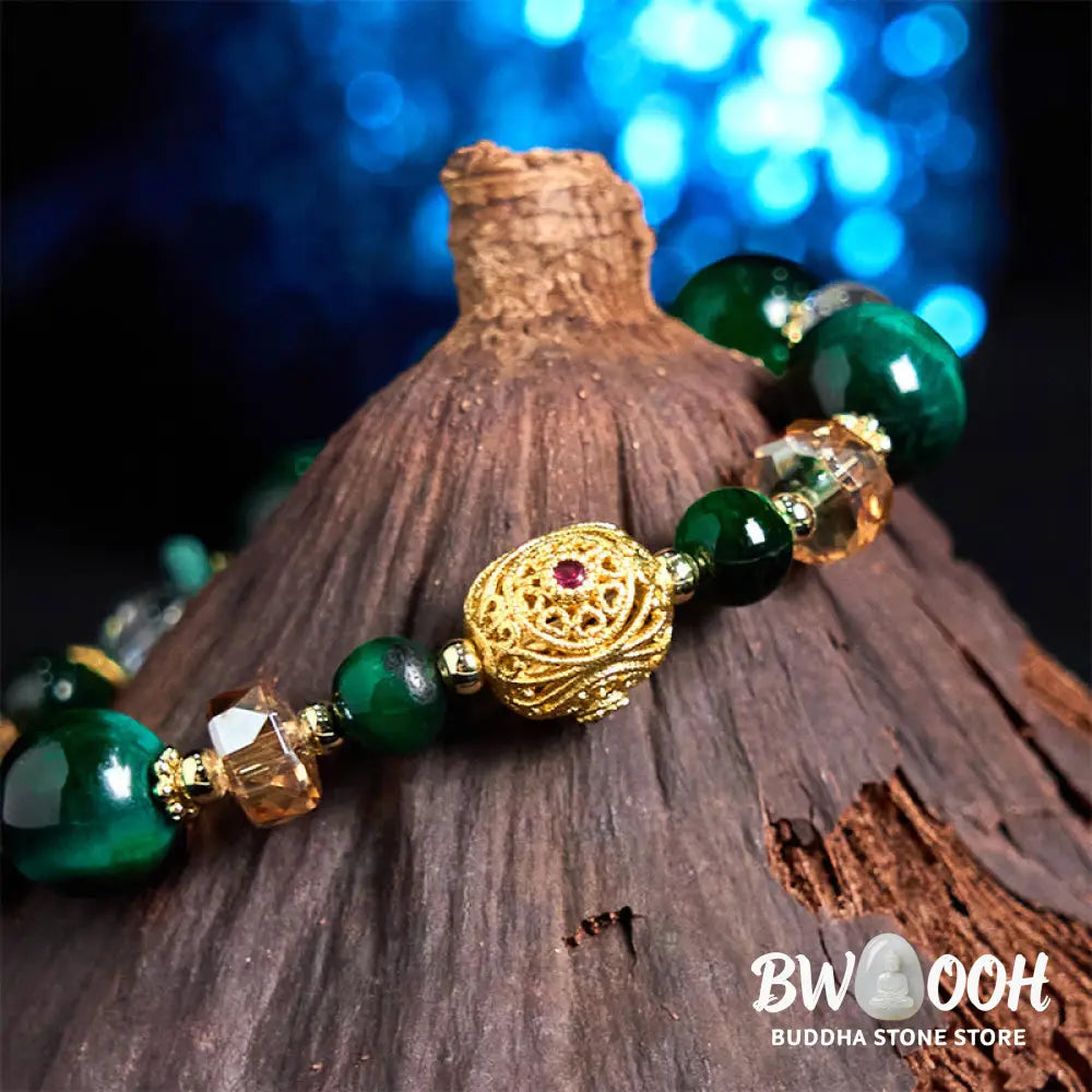 Buddha Stones Natural Red Tiger Eye Green Tiger Eye Beads Weight Balance Bracelet - BWOOOH - Bracelet