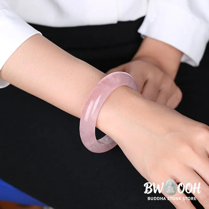 Buddha Stones Natural Rose Quartz Love Caring Bracelet Bangle - BWOOOH - Bracelet Bangle