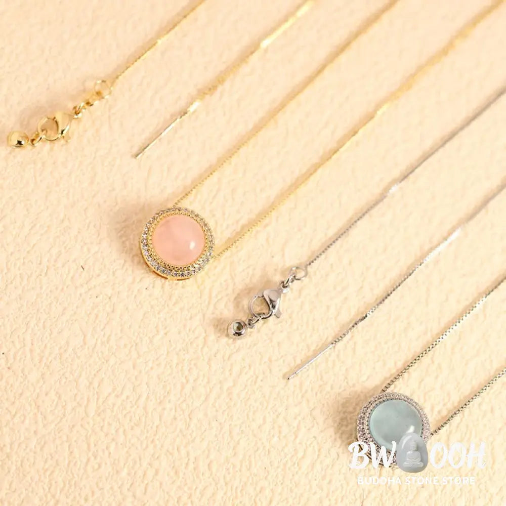 Buddha Stones Natural Rose Quartz Multiple Crystal Bead Inlay Healing Necklace - Necklace