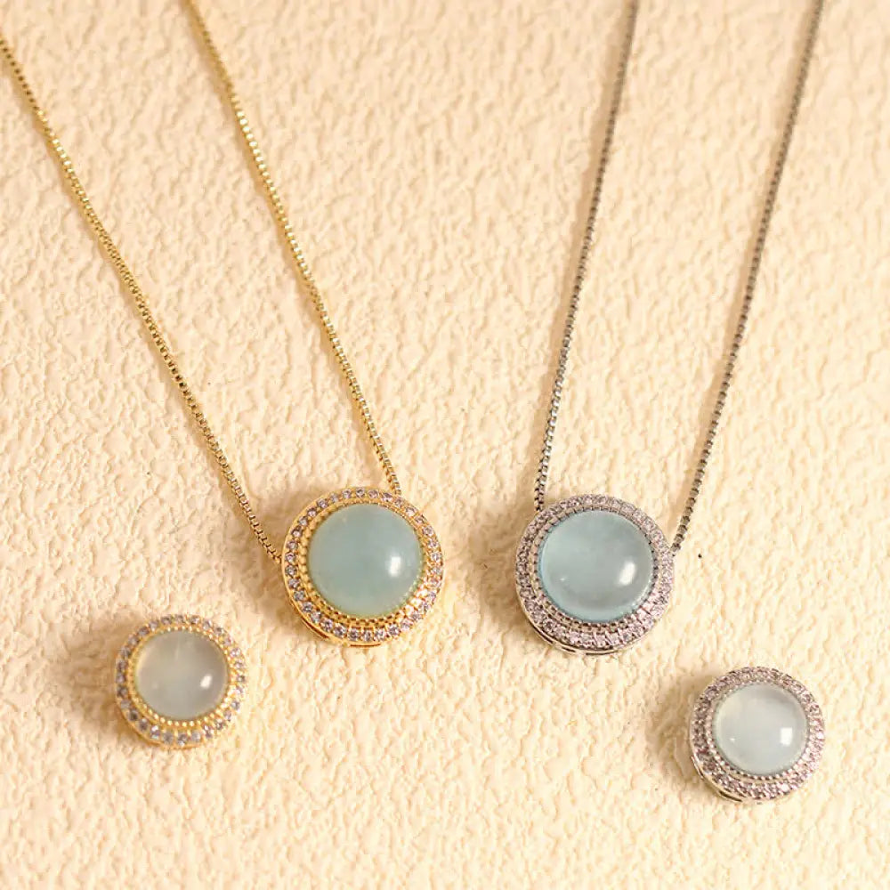 Buddha Stones Natural Rose Quartz Multiple Crystal Bead Inlay Healing Necklace - Natural Aquamarine(Color May Vary)