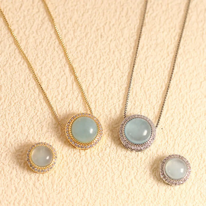 Buddha Stones Natural Rose Quartz Multiple Crystal Bead Inlay Healing Necklace - Natural Aquamarine(Color May Vary)