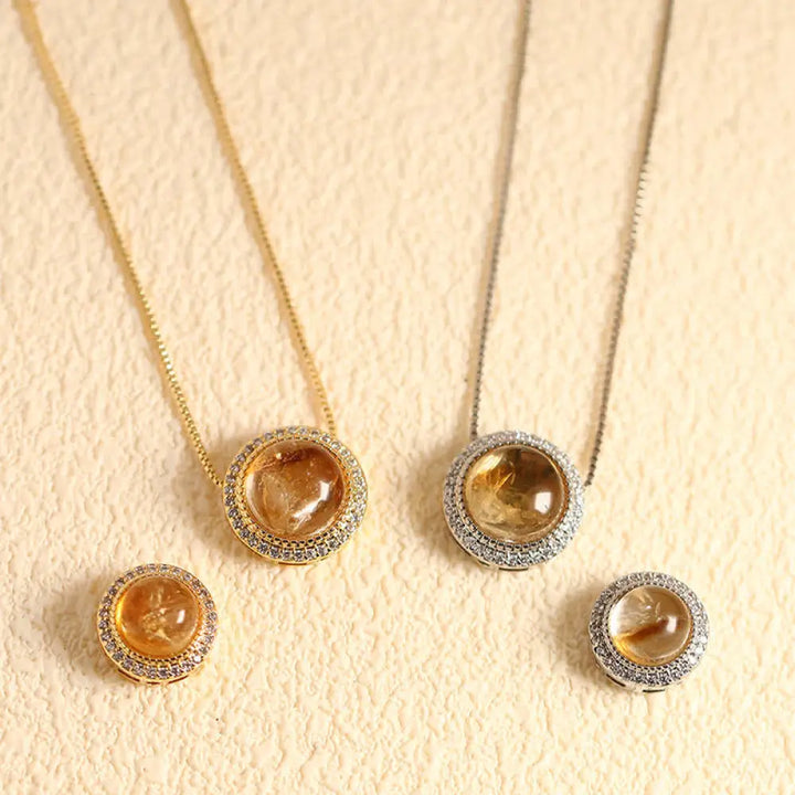 Buddha Stones Natural Rose Quartz Multiple Crystal Bead Inlay Healing Necklace - Natural Citrine(Color May Vary) / 8mm