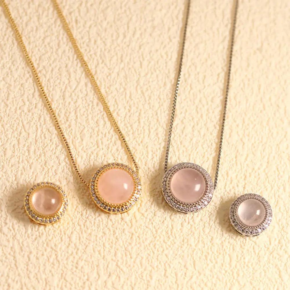 Buddha Stones Natural Rose Quartz Multiple Crystal Bead Inlay Healing Necklace - Natural Rose Quartz(Color May Vary)