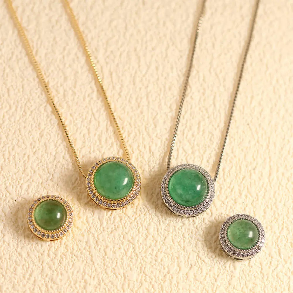 Buddha Stones Natural Rose Quartz Multiple Crystal Bead Inlay Healing Necklace - Natural Green Strawberry Quartz(Color