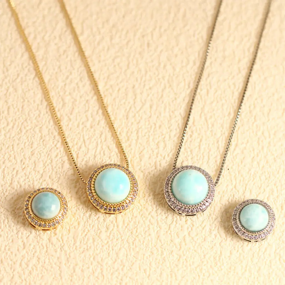 Buddha Stones Natural Rose Quartz Multiple Crystal Bead Inlay Healing Necklace - Natural Larimar(Color May Vary) / 8mm