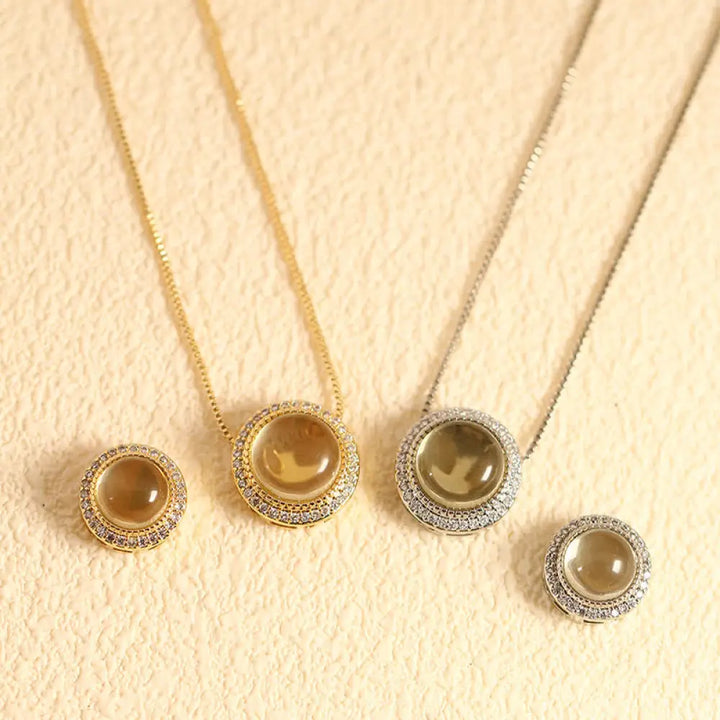 Buddha Stones Natural Rose Quartz Multiple Crystal Bead Inlay Healing Necklace - Natural Lemon Quartz(Color May Vary)