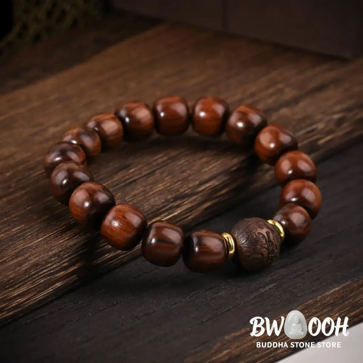Buddha Stones Natural Rosewood Compassion Bracelet - BWOOOH - Rosewood(Wrist Circumference: 15-17cm) - Bracelet