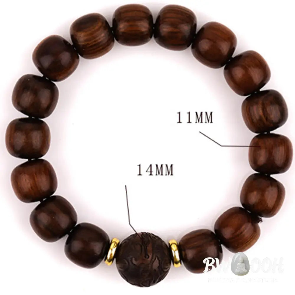 Buddha Stones Natural Rosewood Compassion Bracelet - BWOOOH - Rosewood(Wrist Circumference: 15-17cm) - Bracelet