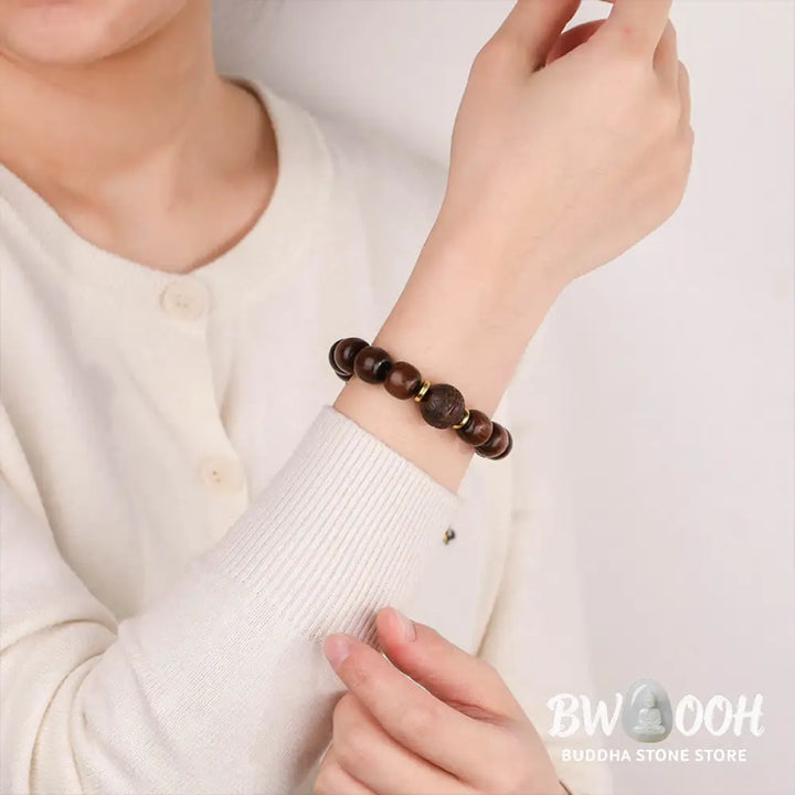 Buddha Stones Natural Rosewood Compassion Bracelet - BWOOOH - Rosewood(Wrist Circumference: 15-17cm) - Bracelet