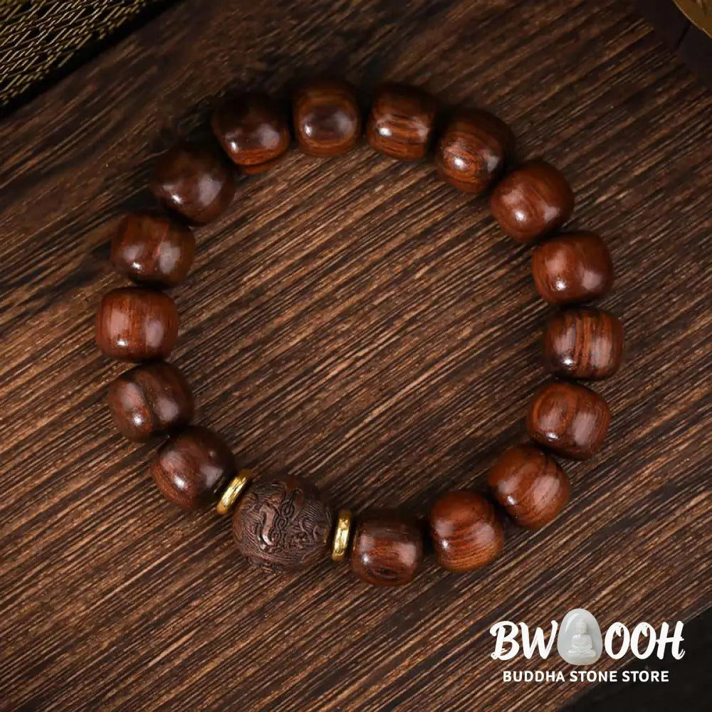 Buddha Stones Natural Rosewood Compassion Bracelet - BWOOOH - Rosewood(Wrist Circumference: 15-17cm) - Bracelet