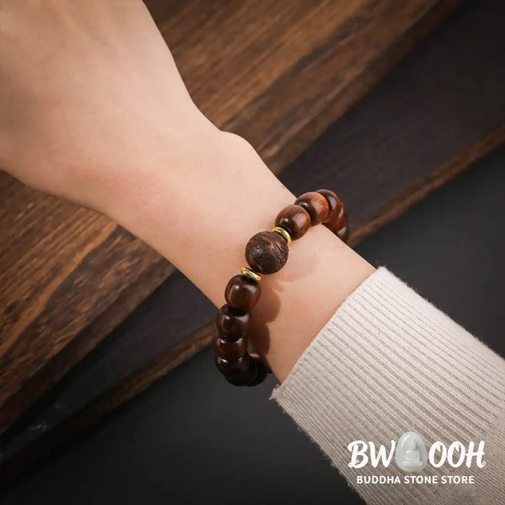 Buddha Stones Natural Rosewood Compassion Bracelet - BWOOOH - Rosewood(Wrist Circumference: 15-17cm) - Bracelet